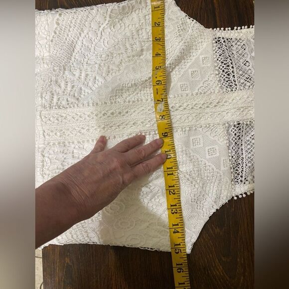 NWOT Parker Nerissa SZ XS Little White Dress Eyelet Lace Drop Waist Tiered Skirt - Picture 13 of 16